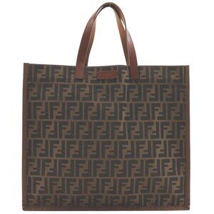 FENDI Zucca Handbag 8BH235-GKF Tote Bag Brown Nylon canvas unisex